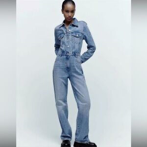 ZARA Denim Jumpsuit XS Utility Boiler Suit